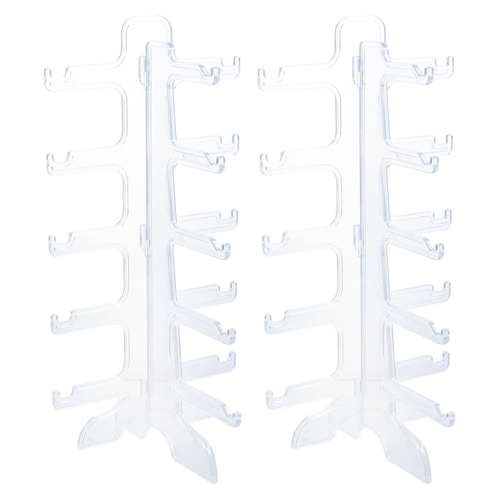 Ohphcall 4Pcs Five-Layer Eyeglasses Organizer Transparent Plastic Display Rack