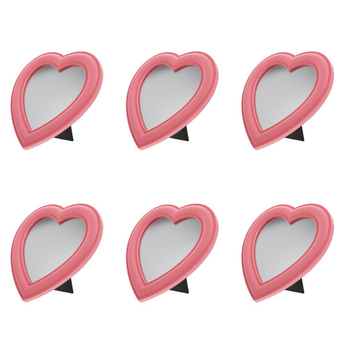 6Pcs Small Pink Heart Shaped Makeup Mirrors for Desktop and Wall 1
