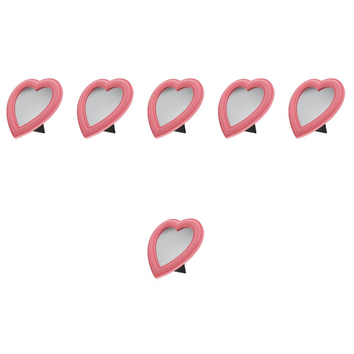 6Pcs Small Pink Heart Shaped Makeup Mirrors for Desktop and Wall 2