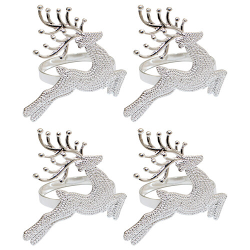 8Pcs Elegant Silver Deer Napkin Rings for Xmas Party Table Setting