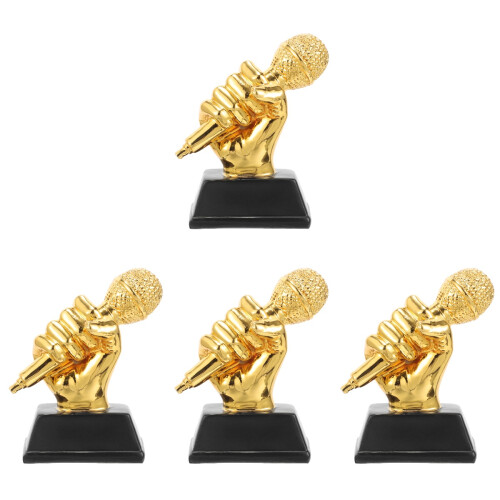 4Pcs Resin Microphone Trophy for Singing Competition Party Awards 2