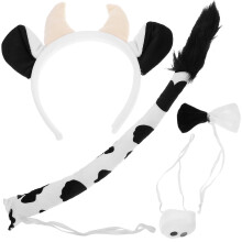 3Sets Comfortable Cow Ears Tail Set Soft Animal Costume for Cosplay