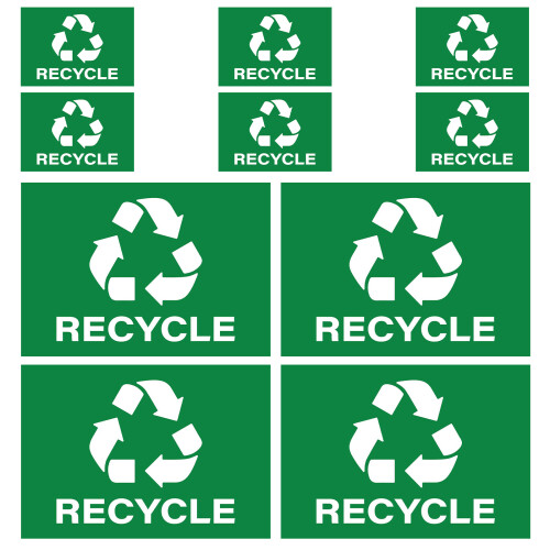 50Pcs Weather Resistant Green Vinyl Trash Can Classification Stickers