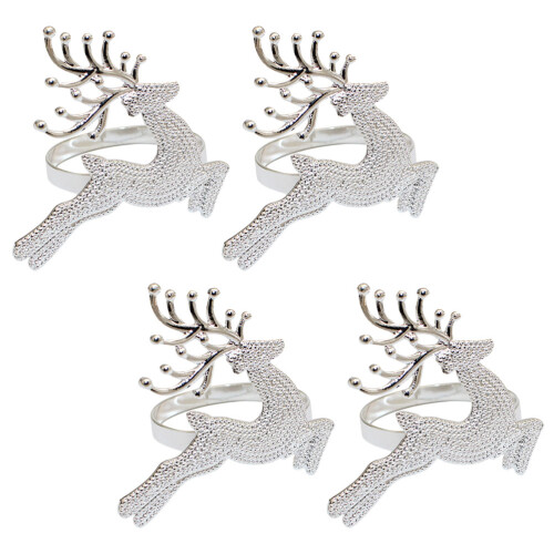 8Pcs Elegant Silver Deer Napkin Rings for Xmas Party Table Setting 2