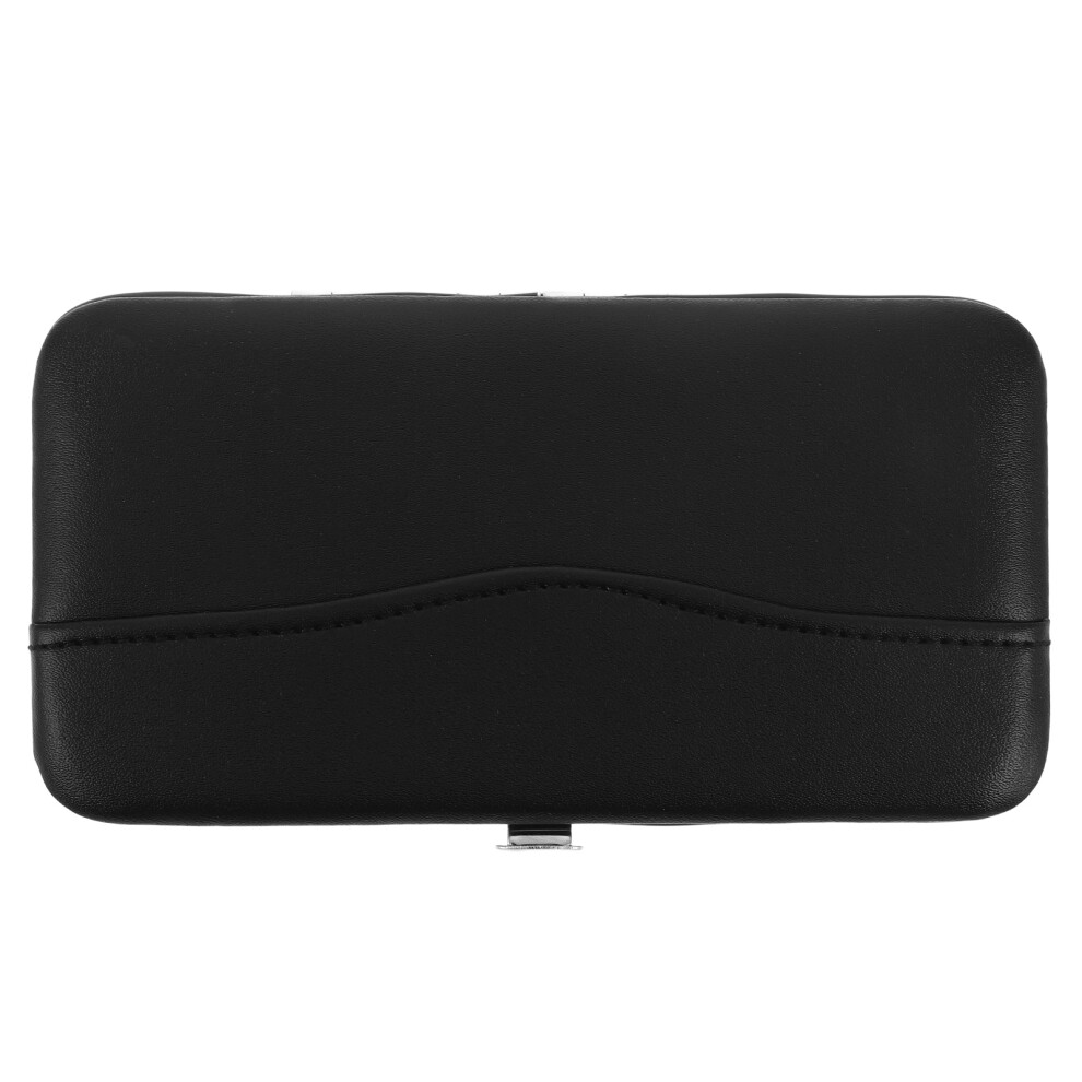 Ohphcall Black 5Pcs Pu Eyelash Tweezer Storage Bag Compact Travel Makeup Case