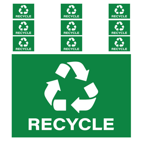 50Pcs Weather Resistant Green Vinyl Trash Can Classification Stickers 1