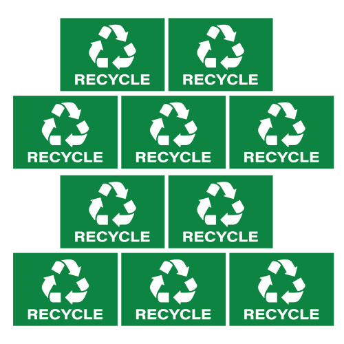 50Pcs Weather Resistant Green Vinyl Trash Can Classification Stickers 2