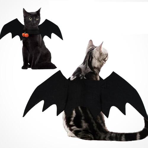 Halloween Bat Wings for Pets Black with Bell Adjustable Costume 2