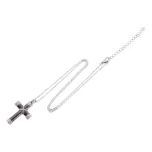 2Pcs Cross Ash Pendant Necklace Titanium Steel Black Pet Ash Keepsake