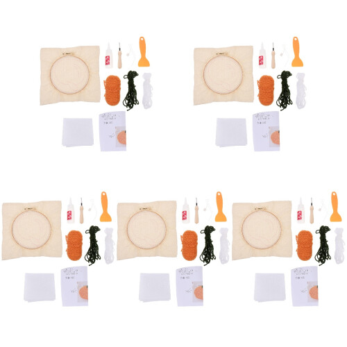 5Sets DIY Embroidery Kit Punch Needle Coaster Material Assorted Color 1