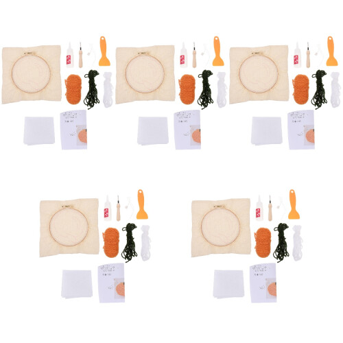 5Sets DIY Embroidery Kit Punch Needle Coaster Material Assorted Color 2