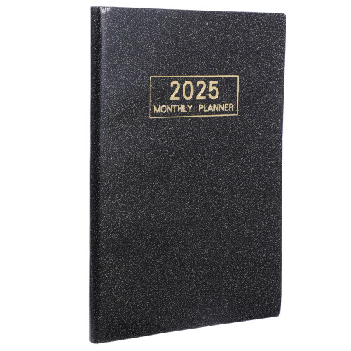 5Pcs 2025 Planners Black PU Hardback Academic Weekly Planner