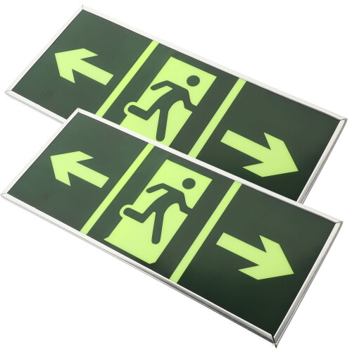 12Pcs Green Acrylic Luminous Exit Sign Emergency Safety Wall Sticker