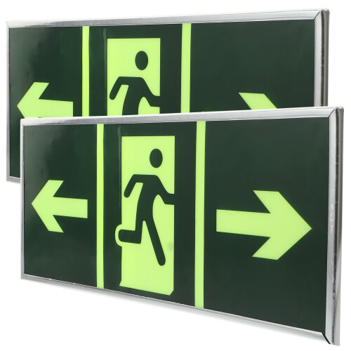 12Pcs Green Acrylic Luminous Exit Sign Emergency Safety Wall Sticker 1