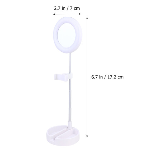 2Pcs White Desktop LED Makeup Light with Selfie Ring and Phone Holder 2