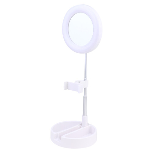 2Pcs White Desktop LED Makeup Light with Selfie Ring and Phone Holder