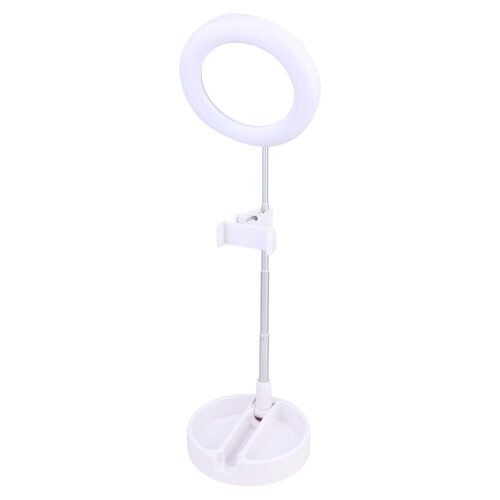 2Pcs White Desktop LED Makeup Light with Selfie Ring and Phone Holder 1