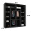 MN Furniture Sliding Mirror Wardrobe Shelves Black/Votan 203cm 2