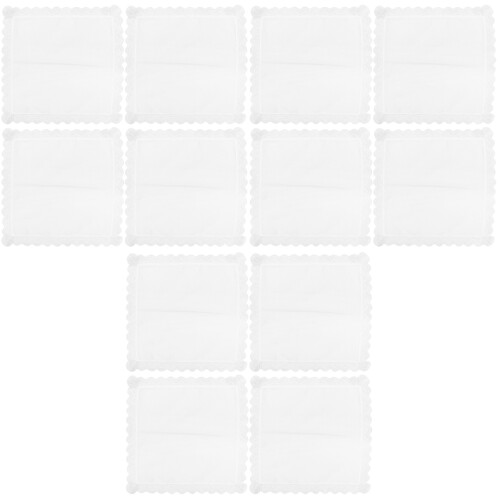12Stk Weiße Baumwoll Taschentücher Minimalistisch Elegant 2