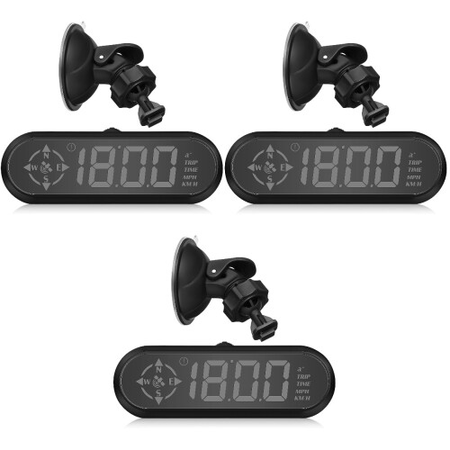 3Pièces Compteur Auto Digital Noir Hud Affichage Sécuritaire 2