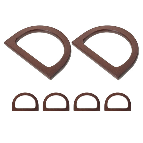 30Pcs Coffee Wood Handbag Handles D-Shaped Decorative Replacement Grip