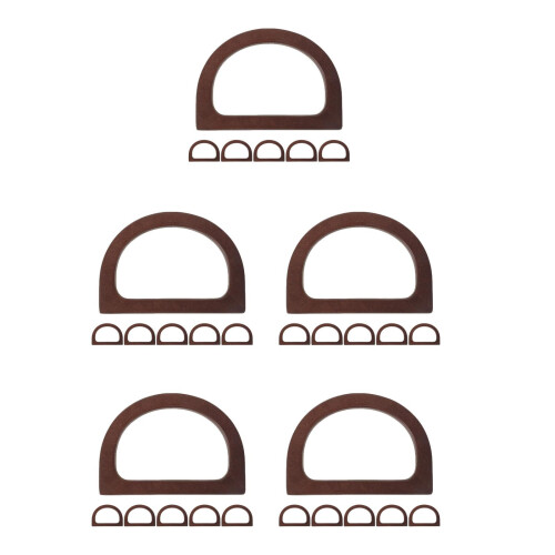 30Pcs Coffee Wood Handbag Handles D-Shaped Decorative Replacement Grip 2