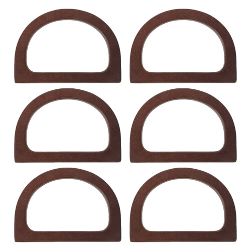 30Pcs Coffee Wood Handbag Handles D-Shaped Decorative Replacement Grip 1