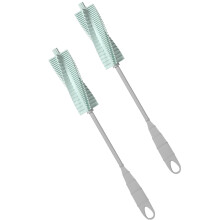 2Pièces Brosse Manuelle Biberon Silicone Bleu Sans Angle Mort