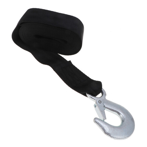 2Pièces Treuil Remorque Noire En Polyester Avec Crochet Sécurisé