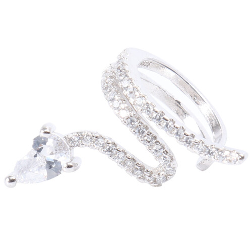 1Pair Silver Ear Clip Rhinestone Snake Earring No Piercing Ear Wrap 1