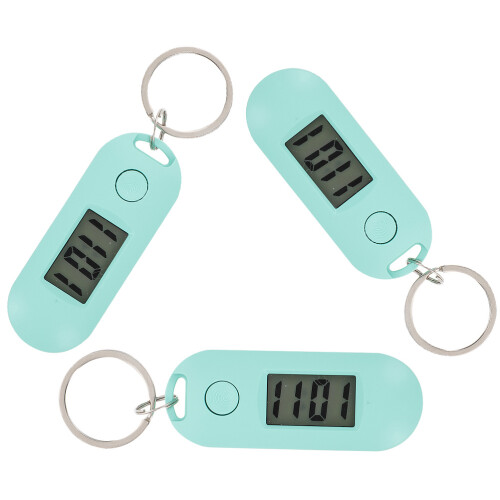 15Pcs Portable Digital Keychain Watches Light Green Plastic Material
