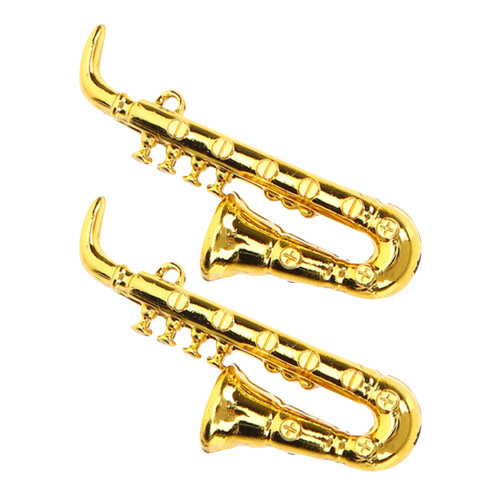 4Pcs Small Golden Plastic Saxophone Models Decorative Mini Instruments