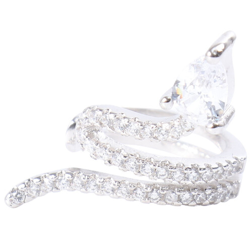 1Pair Silver Ear Clip Rhinestone Snake Earring No Piercing Ear Wrap 2