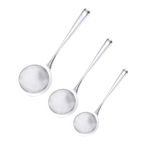 6Pcs Metal Strainer Skimmers with Ergonomic Handles for Kitchen Use