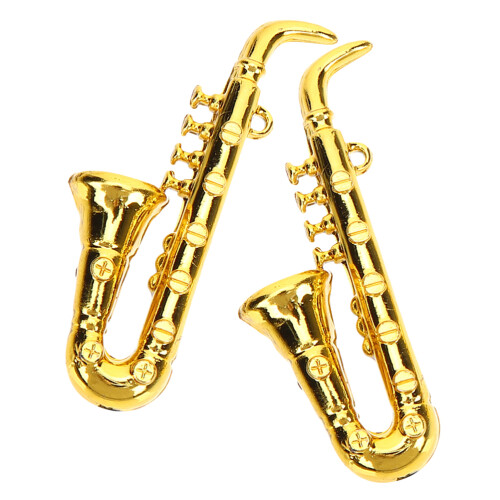 4Pcs Small Golden Plastic Saxophone Models Decorative Mini Instruments 1