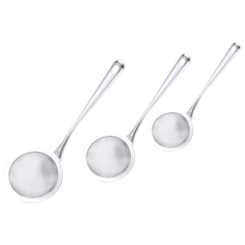 6Pcs Metal Strainer Skimmers with Ergonomic Handles for Kitchen Use 2