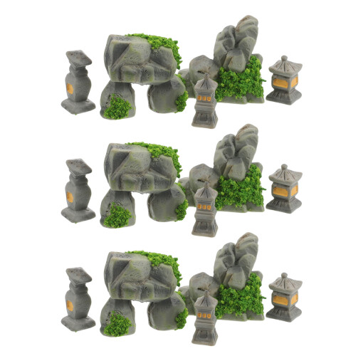 48Pcs Weather-Resistant Resin Mini Courtyard Stone Landscaping Kit