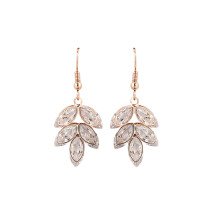 Golden Elegant Drop Earrings Crystal Dangle Women Jewelry Gift