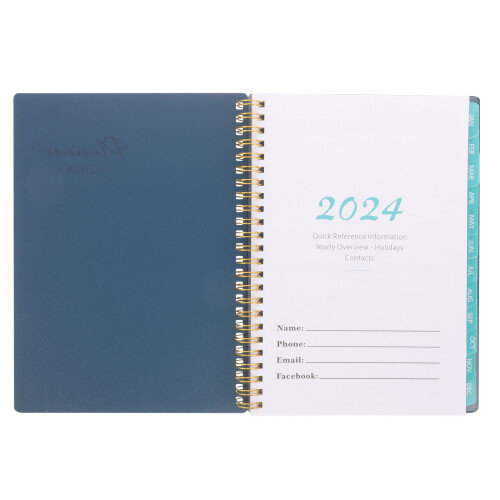 3Pcs Metal Coil Planner Book Blue Home Office Organizer 1