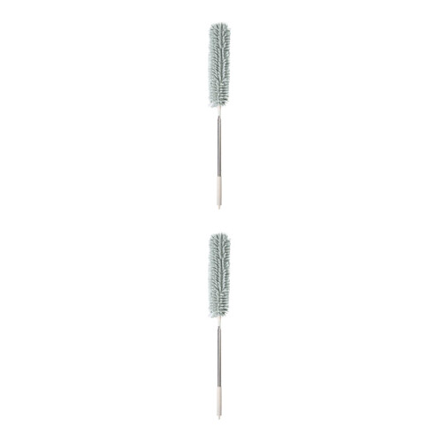 2Pcs Green Chenille Dusting Brushes Stainless Steel Telescopic Handle 2