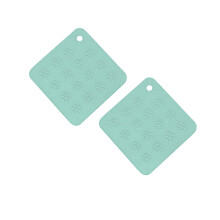4Pcs Sky-Blue Silicone Placemat Set for Home Use Bowl Pad and Coaster