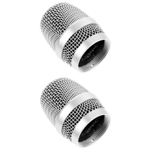 2Pcs Silver Metal Mic Head Replacement Durable Microphone Accessory 2