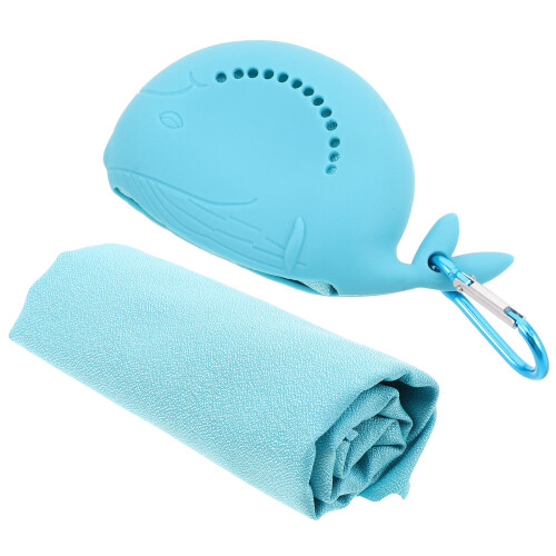 2Pcs Portable Sky-Blue Cooling Microfiber Towels for Camping 2