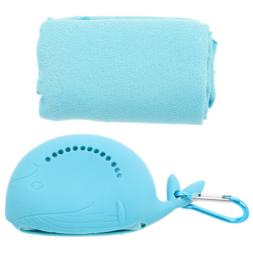 2Pcs Portable Sky-Blue Cooling Microfiber Towels for Camping 1