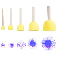 54Pcs Painting Sponge and Brush Set Wooden Handles for Kids Creativity