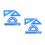 2Sets Blue Aluminum Alloy Ruler Set Protractor Triangle Drafting Kit 4