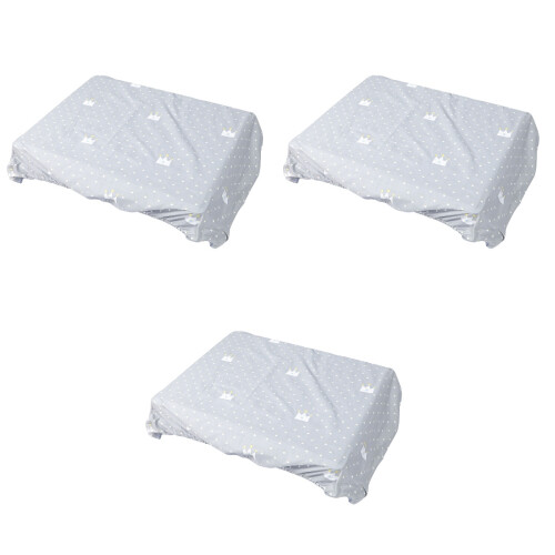 3Pcs Light Grey Sheets Soft Mattress Covers Nursery Bedding 2