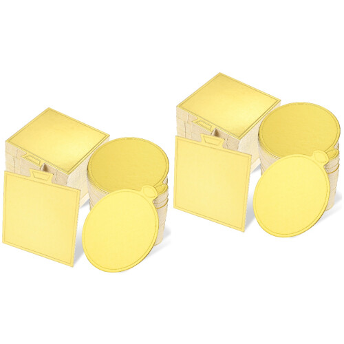 400Pcs Golden Cake Pads Square and Circle Shape Cake Base Trays 2