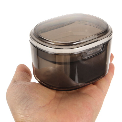 2Pcs Portable Grey Denture Holder with Drain Shelf Durable Case 2