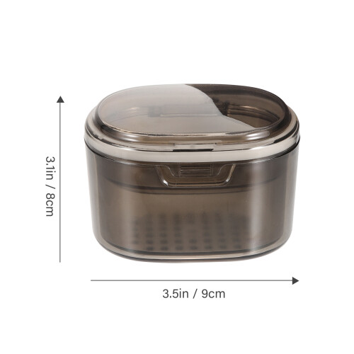 2Pcs Portable Grey Denture Holder with Drain Shelf Durable Case 1